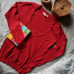 Forever 21 Red Deep V-neck Sweater Top